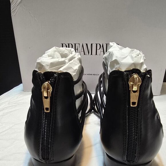 Strappy Black Shoes Women's Size 7 Summer Sandals, Dream Pairs, Square Toe NEW - Picture 13 of 14